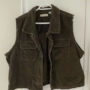 Casual Corduroy Vest - Brown